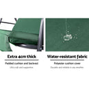 Gardeon Outdoor Swing Chair Garden Chair Bench Furniture Canopy 3 Seater Green-4