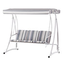 Gardeon Outdoor Swing Chair Garden Bench Furniture Canopy 3 Seater White Grey-1