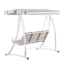 Gardeon Outdoor Swing Chair Garden Bench Furniture Canopy 3 Seater White Grey-3