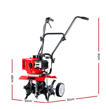 Giantz 65CC Tiller Rototiller Garden Cultivator 4 Blades Soil Power Rotary Hoe - 0