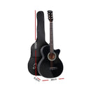 Alpha 38 Inch Acoustic Guitar Wooden Body Steel String Full Size Cutaway Black-3