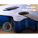 Alpha 38 Inch Acoustic Guitar Wooden Body Steel String Full Size w/ Stand Blue-5