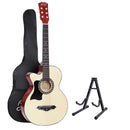 Alpha 38 Inch Acoustic Guitar Wooden Body Steel String w/ Stand Left Handed-1