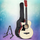 Alpha 38 Inch Acoustic Guitar Wooden Body Steel String w/ Stand Left Handed-7