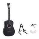 Alpha 38 Inch Classical Acoustic Guitar with Folding Stand Capo and String Set Black-1