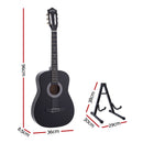 Alpha 38 Inch Classical Acoustic Guitar with Folding Stand Capo and String Set Black-2