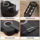 Alpha 38 Inch Classical Acoustic Guitar with Folding Stand Capo and String Set Black-8
