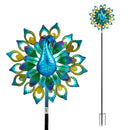 Gardeon Garden Windmill Solar Light Colorful Peacock Metal Spinner 190cm-2