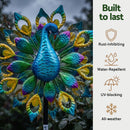 Gardeon Garden Windmill Solar Light Colorful Peacock Metal Spinner 190cm-7