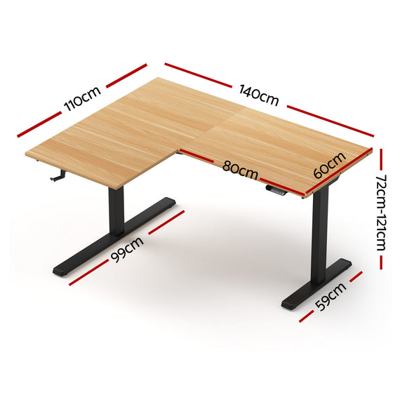 Artiss L-Shape Electric Standing Desk Sit Stand Up Height Adjustable Motorised