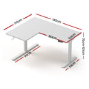 Artiss L-Shape Standing Desk Sit Stand Up Height Adjustable Electric Motorised White-2