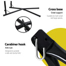 Gardeon Hammock Chair with Steel Stand Armrest Outdoor Hanging Cream-6