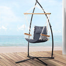 Gardeon Hammock Chair with Steel Stand Armrest Outdoor Hanging Grey-8