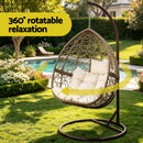 Gardeon Outdoor Egg Swing Chair Wicker Rattan Furniture Pod Stand Cushion Latte-1