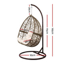 Gardeon Outdoor Egg Swing Chair Wicker Rattan Furniture Pod Stand Cushion Latte-2