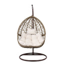 Gardeon Outdoor Egg Swing Chair Wicker Rattan Furniture Pod Stand Cushion Latte-3