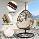 Gardeon Outdoor Egg Swing Chair Wicker Rattan Furniture Pod Stand Cushion Latte-5