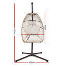 Gardeon Outdoor Egg Swing Chair Hanging Chair Wicker Rope Pod Stand Cushion Latte-2