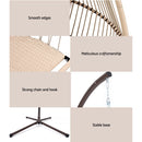 Gardeon Outdoor Egg Swing Chair Hanging Chair Wicker Rope Pod Stand Cushion Latte-6