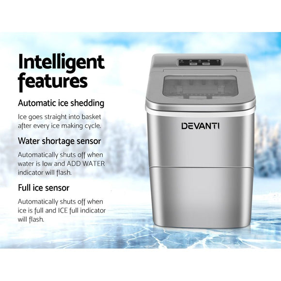 Devanti 12kg Ice Maker Machine Silver