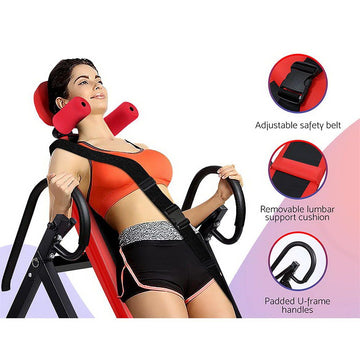 Everfit Inversion Table Gravity Exercise Inverter Back Stretcher Home Gym Red - 0