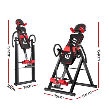 Everfit Inversion Table Gravity Exercise Inverter Back Stretcher Home Gym Black - 0
