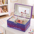 Keezi Kids Jewellery Box Organiser for Girls Kids Music Box Unicorn Purple-1