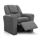 Keezi Kids Recliner Chair Linen Soft Sofa Lounge Couch Children Armchair Grey-3