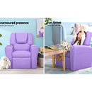 Keezi Kids Recliner Chair Purple PU Leather Sofa Lounge Couch Children Armchair-4