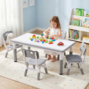 Keezi Kids Table and 4 Chairs Set Height Adjustable Toddler Desk and Chair Set for Ages 3-8, Children Activity Table with Graffiti Desktop for Learning Drawing Playing, Grey-8