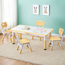 Keezi Kids Table and 4 Chairs Set Height Adjustable Toddler Desk and Chair Set for Ages 3-8, Children Activity Table with Graffiti Desktop for Learning Drawing Playing, Yellow-7