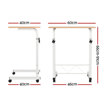 Artiss Laptop Desk Table Adjustable 60CM Light Wood - 0