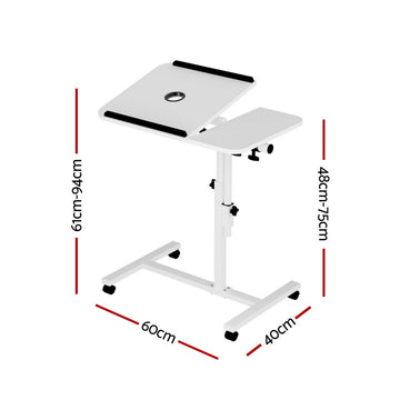 Artiss Laptop Desk Table Fan Cooling White 60CM - 0