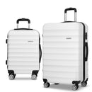 Wanderlite 2pcs Luggage Trolley Travel Suitcase Set TSA Hard Shell Case Strap White-1