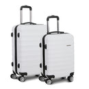 Wanderlite 2pcs Luggage Trolley Travel Suitcase Set TSA Hard Shell Case Strap White-3