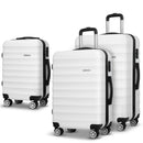 Wanderlite 3pcs Luggage Trolley Travel Suitcase Set TSA Hard Shell Case Strap White-1