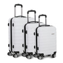 Wanderlite 3pcs Luggage Trolley Travel Suitcase Set TSA Hard Shell Case Strap White-3