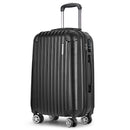 Wanderlite 24" 66cm Luggage Trolley Travel Set Suitcase Carry On Hard Case TSA Lock Lightweight Black-8
