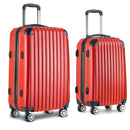 Wanderlite 2pc Luggage Trolley Travel Set Suitcase Carry On TSA Hard Case Lightweight Red-3