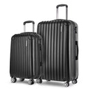 Wanderlite 2pcs Luggage Trolley Set Travel Suitcase Carry On Hard Case Lightweight Black-3