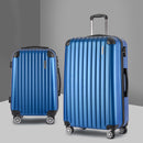 Wanderlite 2pcs Luggage Trolley Set Travel Suitcase Carry On Hard Case Lightweight Blue-1