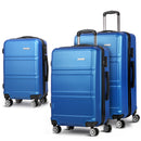 Wanderlite 3pc Luggage Trolley Set Suitcase Travel TSA Carry On Hard Case Lightweight Blue-1