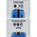 Wanderlite 3pc Luggage Trolley Set Suitcase Travel TSA Carry On Hard Case Lightweight Blue-4