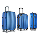 Wanderlite 3pcs LuggageTrolley Set Travel Suitcase Storage Organiser Carry On Hard Case TSA Lightweight Blue-3