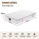 Giselle 30cm King Single Spring Mattress Tencel Cover 5-Zone Firm Back Support-2