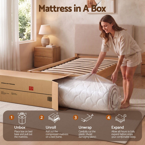Giselle 30cm King Single Spring Mattress Tencel Cover 5-Zone Firm Back Support
