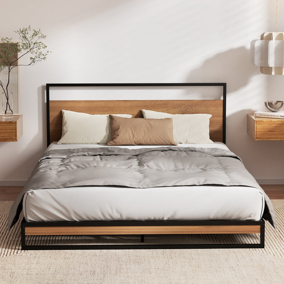 Artiss Bed Frame Queen Size Metal Frame DANE with Mattress