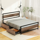 Artiss Bed Frame Queen Size Metal Frame with 2 Drawers DREW-1