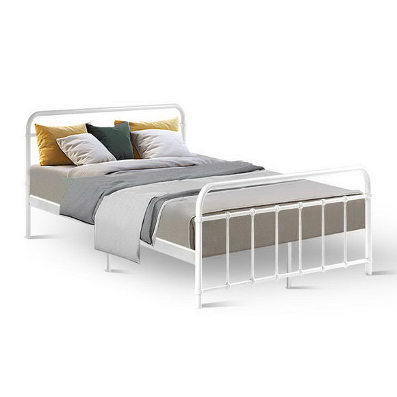 Artiss Bed Frame Metal Bed Frame LEO - Double (White)