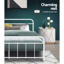 Artiss Bed Frame Metal Bed Frame LEO - Queen (White)-5